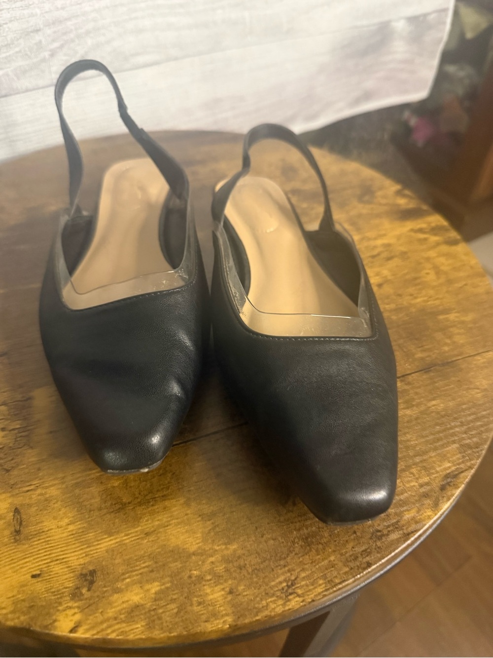 Black Pointed Toe Slingback Flats - Women's Classic Leather